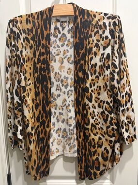 Chico's Leopard-Style Open Cardigan in Brown & Black